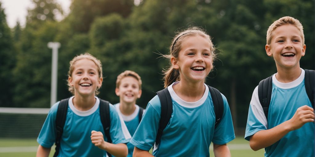 Children with braces playing sports, staying active and safe.