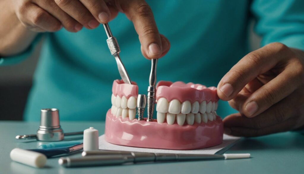 Dentist debunking dental myths with icons of teeth, toothbrush, and dental tools.