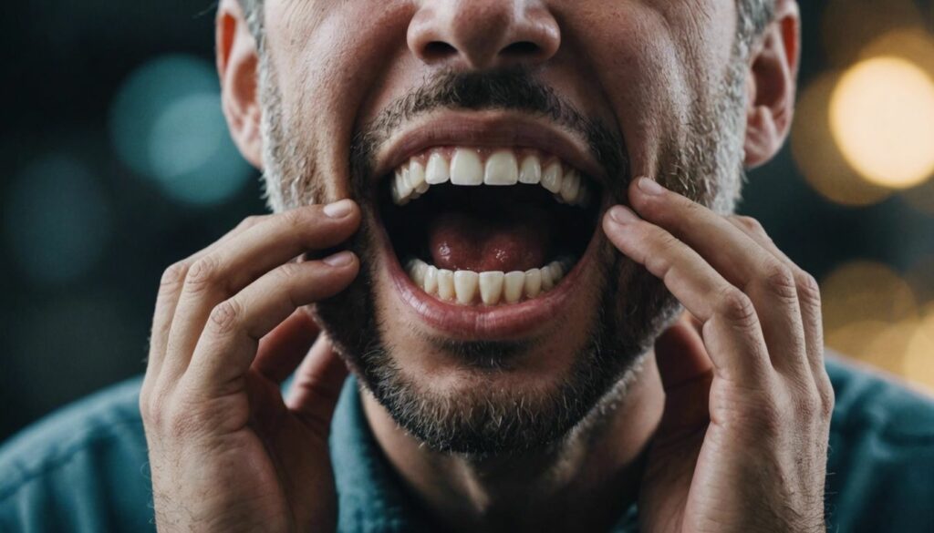 Person holding jaw in pain, highlighting wisdom teeth issues and common dental problems.